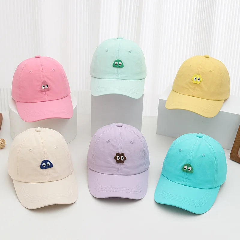 Landfond Summer Outdoor Children's Sun Protection Solid Color Baseball Cap