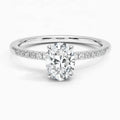 2 Carat Lab Diamond 4 Prong Solitaire Pave Diamond in 18k White Gold Engagement Ring