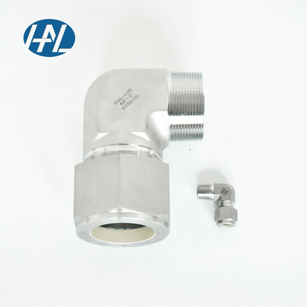 2 Inch 316 Stainless Steel Forged Polished Tube Fitting BSPT Male Elbows Compression O.D to 2 Inch NPT Male to Tube