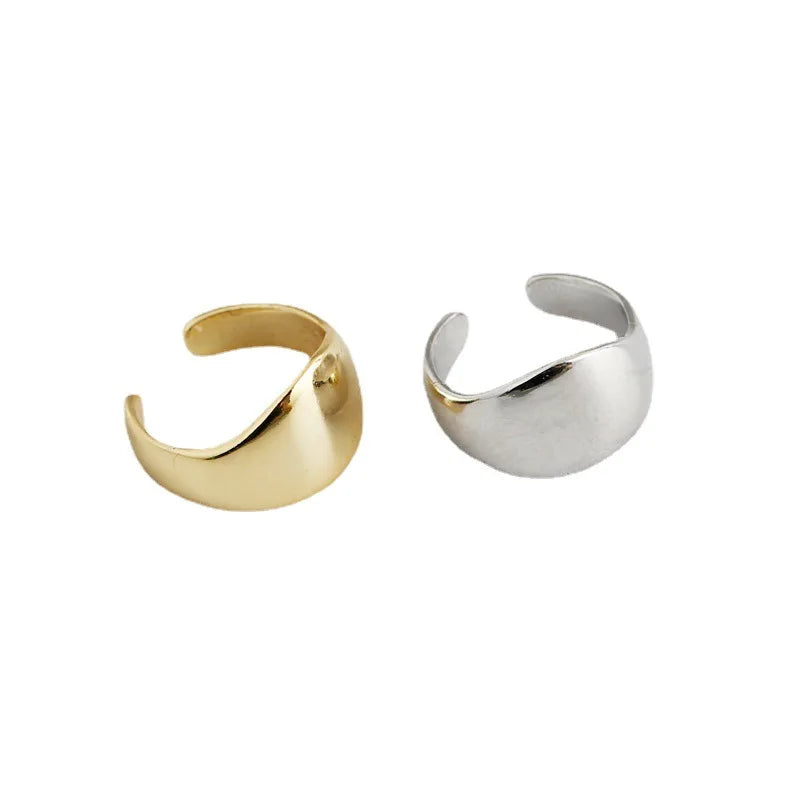 925 Sterling Silver INS Golden Clip on Earring for Women Party Girl Unique Ear Cuff No Pierced Punk Rock Jewelry