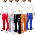 Drawstring Plain French Terry Mens Stacked Joggers With Pockets Cargo Jogging Heavy Weight Cotton Loose Unisex Flare Sweatpants