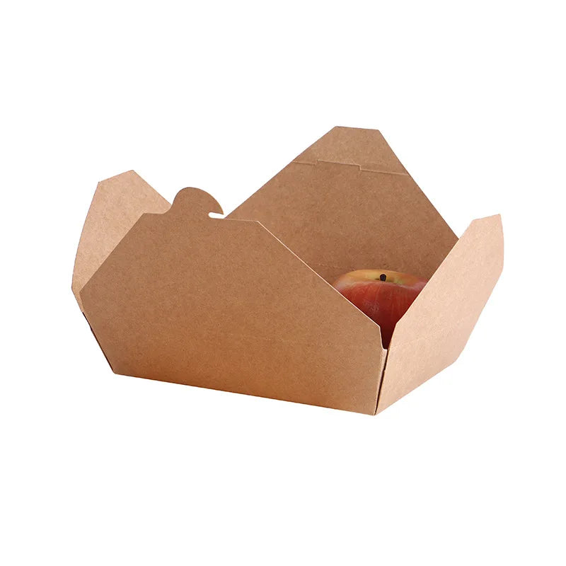 Take Away Food Packaging Biodegradable Disposable Salad Sushi Fast Food Packing Kraft Paper Box
