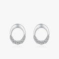 Ailmay Genuine 925 Sterling Silver Luxury Oval Sparkling CZ Stud Earrings for Women Wedding Engagement Geometric Design Jewelry