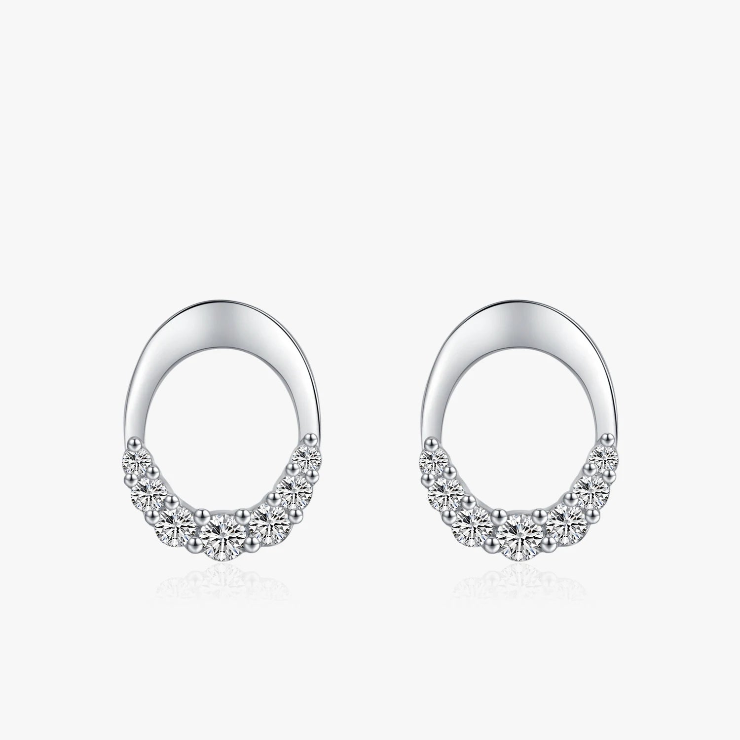Ailmay Genuine 925 Sterling Silver Luxury Oval Sparkling CZ Stud Earrings for Women Wedding Engagement Geometric Design Jewelry
