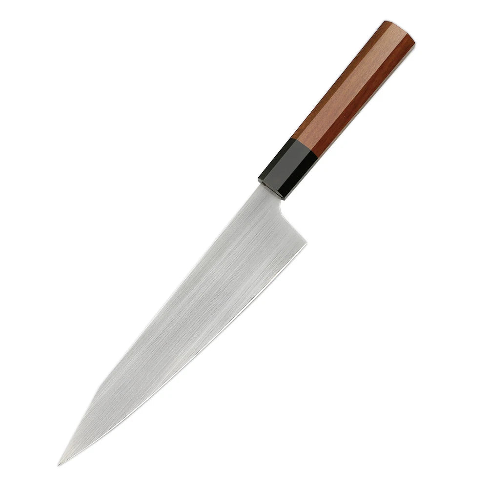 Sandvic 12C27 High Carbon Steel Brush Finished 8 Inch Professional Japanese Kiristuke Knife Ebony Handle
