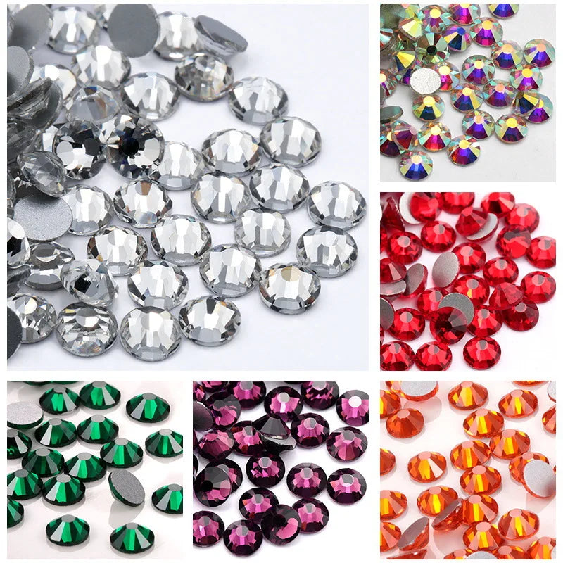 1440 Flat Bottom Glass Diamonds Loose Rhinestones Electroplated for Nail Art DIY Nail Accessories Ornaments Drill Attachments