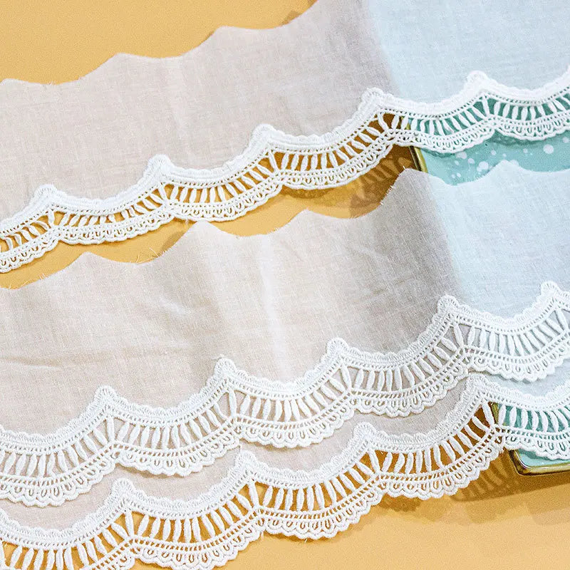 White 100% Cotton Embroidery Lace Trimming 3D Cotton Lace Trim for Dress