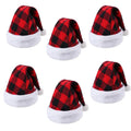 2026 New Design Polyester Christmas Decorations Hat Black Red Plaid Hat Winter Christmas Hat