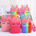 Large unicorn Pop Shoulder Bag Fidget Toys Simple Pop Backpack Toys Popper Pop Wallet Purse