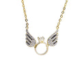 Fashion 925 Sterling Silver Zircon Jewelry  Angel Wing Necklace Pendant