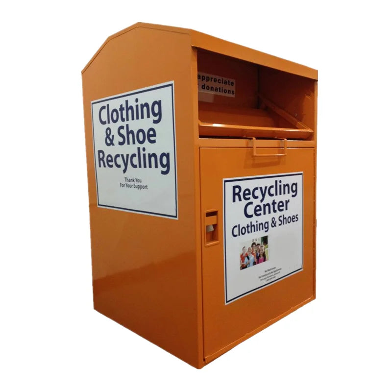 Outdoor Galvanized Steel Used Clothing Donation Collection Bin Charity Donation Box Metal Pre Owned Clothing Recycling Bins