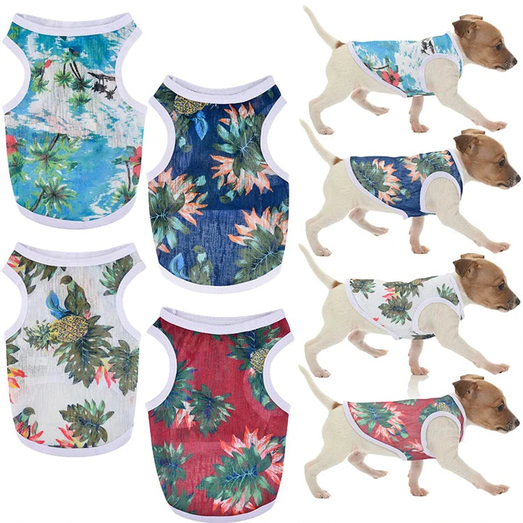 Thin Breathable Shirts Beach Clothes Special Offer Best New Design Dog Summer Polyester Cartoon Print Pet Apparel Vests Stocked