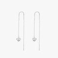 Ailmay 925 Sterling Silver Simple Romantic Heart Long Tassel Chain Drop Earrings for Women Engagement Anniversary Jewelry Gift