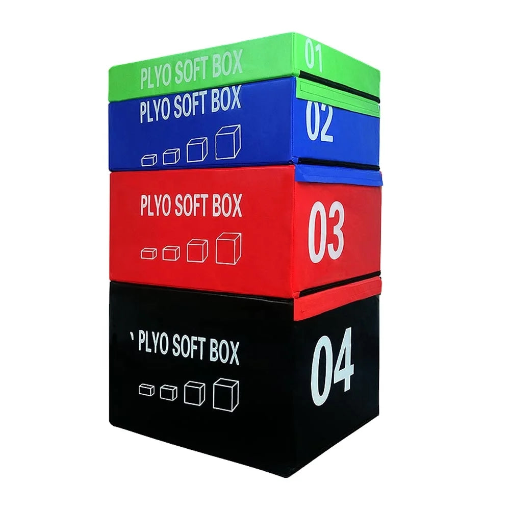 Fitness Commercial Gym Equipment 60kg Stackable Foam Soft Plyo Box Plyometric Jump Box Set Four in One Jump Training Durable