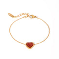 J&D Valentine's Day Gift Fashion Jewelry Stainless Steel Necklaces Red Agate Love Heart Locket Necklace