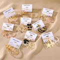 New Trendy Punk Gold Star Geometric Pearl Hoop Earring Set for Women Jewelry Set Circle Drop Stud Earrings Set