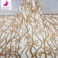 HY2158 Hot Sale Embroidery With Beads Sequence Luxury Beaded Lace Fabric Wedding Bridal Gown Dress Mesh Fabric