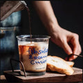 Glass Coffee Mug Directly Drinking Ins Style Korean Simple Letter Flip Glass Cup Large Capacity Coffee Cold Drink Cup Coffee Mug
