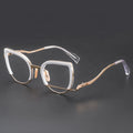 0032 Metal Glasses Frame New Personality Irregular Titanium Trendy Classic Style Computer Game Cats Eye Glasses Optical Frames