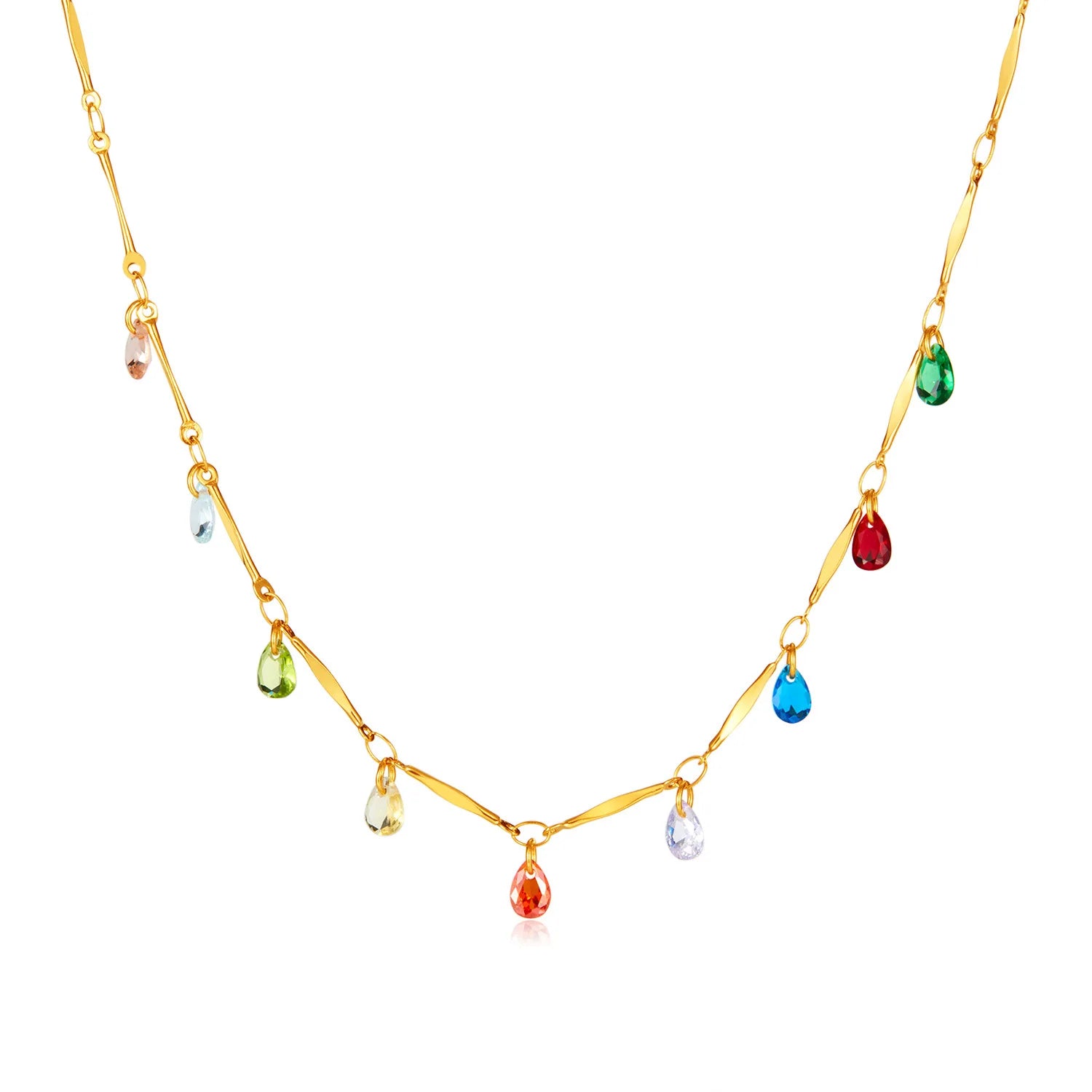 Wholesale Bohemian Style Necklace Jewelry Stainless Steel Colored Zircon Necklace for Women