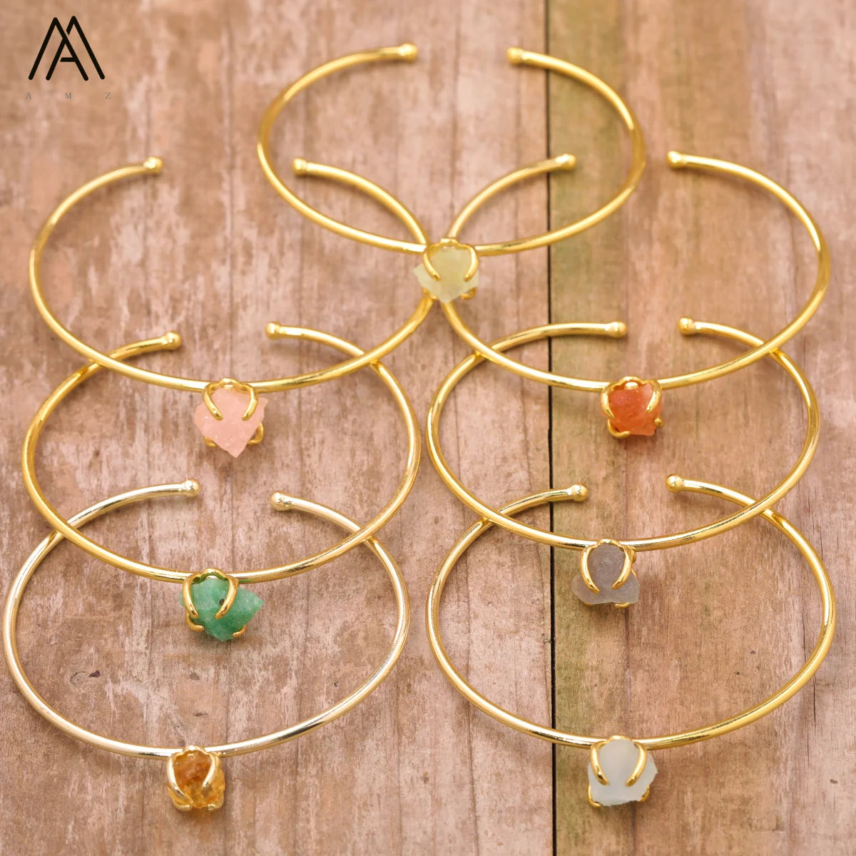 Open Cuff Bracelet Single Stone Fashion Jewelry Natural Gemstone Energy Bangles Engagement Gifts