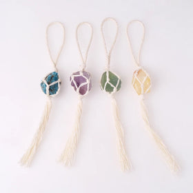 New Style Crystal Pendant Natural Crystal Raw Stone Rope Pendant String for Wedding Souvenir