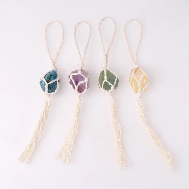New Style Crystal Pendant Natural Crystal Raw Stone Rope Pendant String for Wedding Souvenir