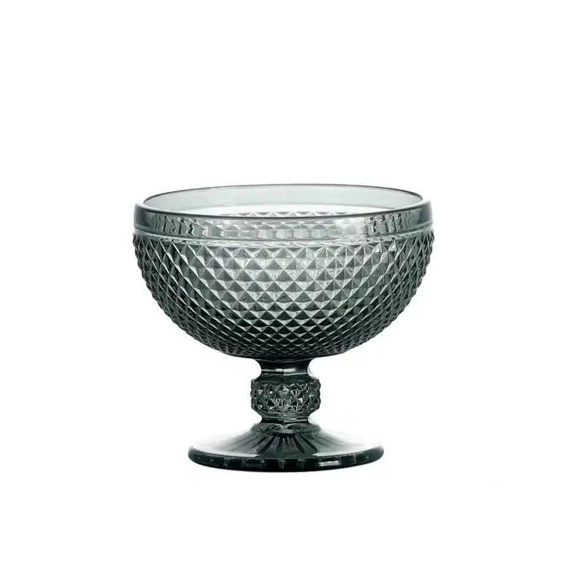 Lead-Free Vintage Durable Thick 300ml Clear Small Diamond Stemless Ice-Cream Dessert Goblet Glasses Colorful Cup Beverages