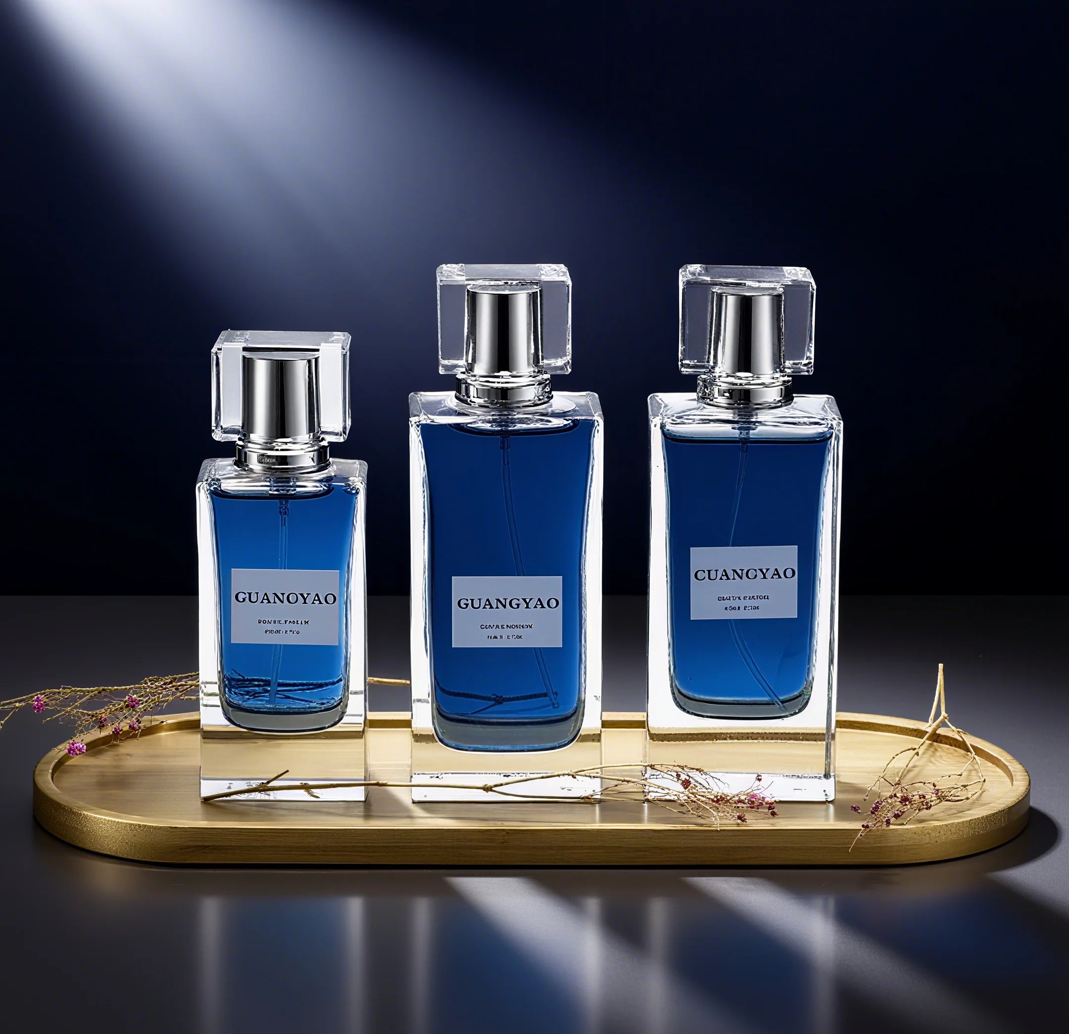 Classics Rectangular Crimp Empty Spray Perfume Bottle 30ml 50ml 100ml with Featuring Elegant Acrylic Caps Customizable