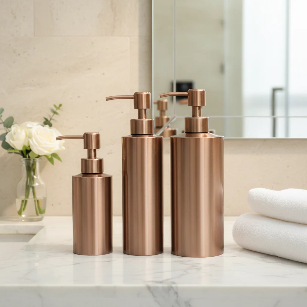 Custom Modern Stainless Steel Soap Dispenser for Home Hotel Bathroom Automatic Liquid Pump 300ml Capacity Rose Gold 1 Year