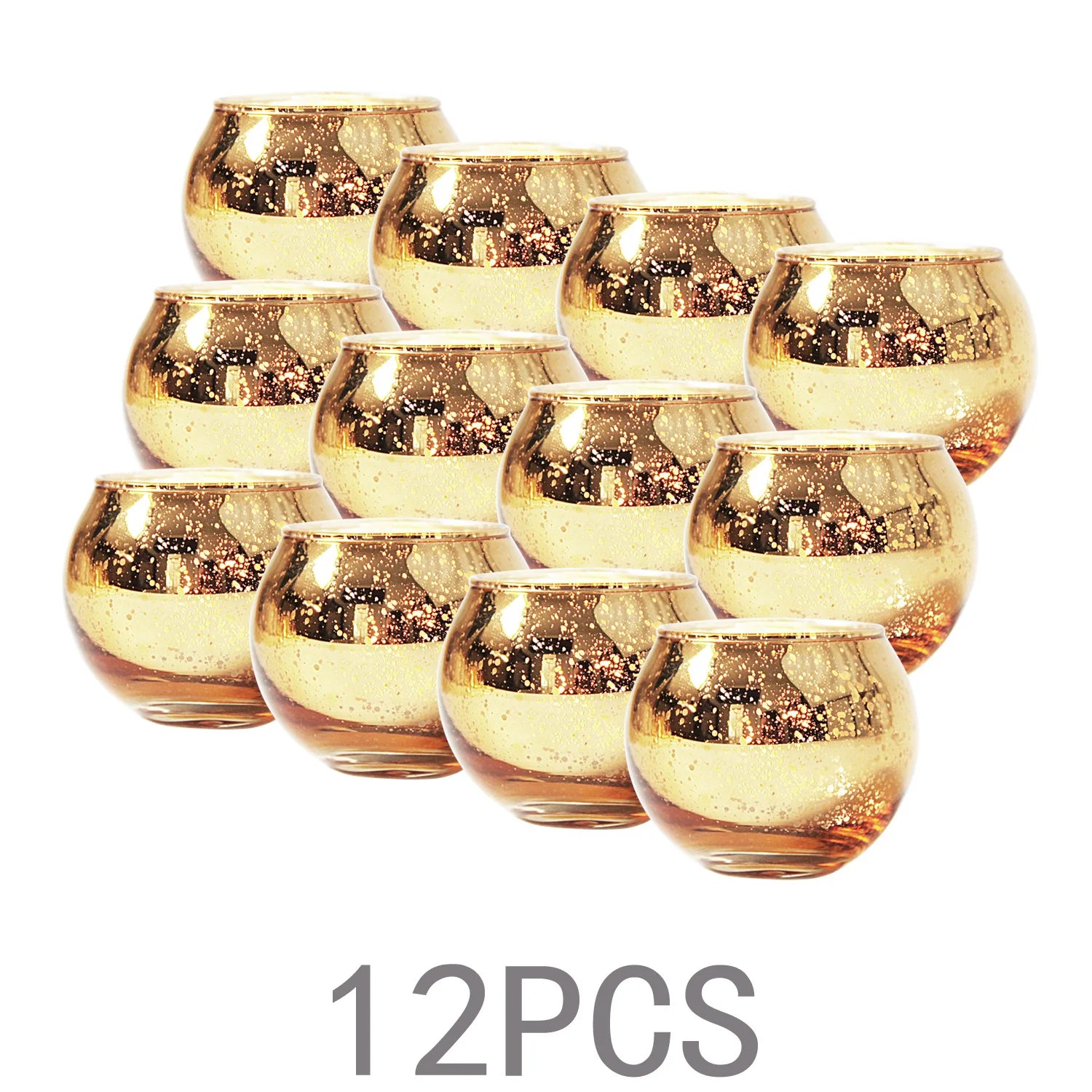 Vintage Gold Round Bowl-Shaped Tea Light Candle Holders for Home Decor Weddings and Valentine's Day