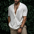 Summer Men Solid Color Cardigan Shirt for Men Casual Button Down Short Sleeve Shirts