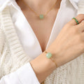 Hot Sale Jade Point Beaded Pendant Necklaces s Stainless Steel Necklace Jewelry Set