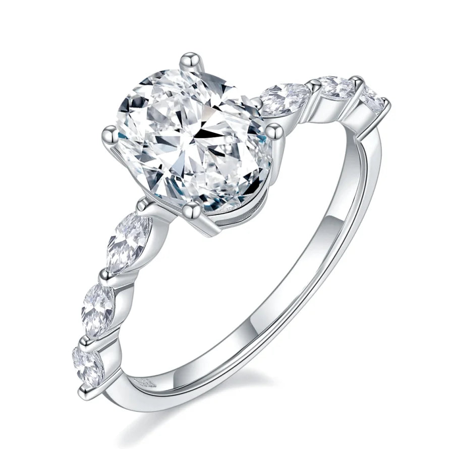 925 Silver Plated Wholesale Luxury Eternity Moissanite Rings Women Jewelry Wedding Engagement Finger Rings