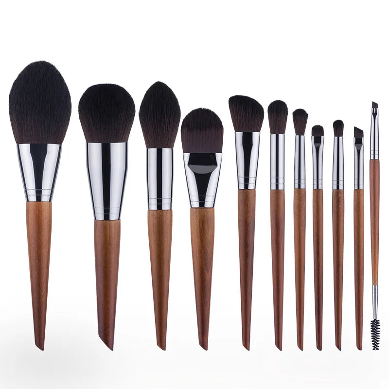 Cruelty-free 11Pcs Brown Makeup Brush Set With Custom Logo