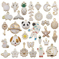 31pcs/Bag DIY Making Zinc Alloy Assorted Enamelled Oil Driping Charm White Pendants Jewelry Mix Accessory Finding