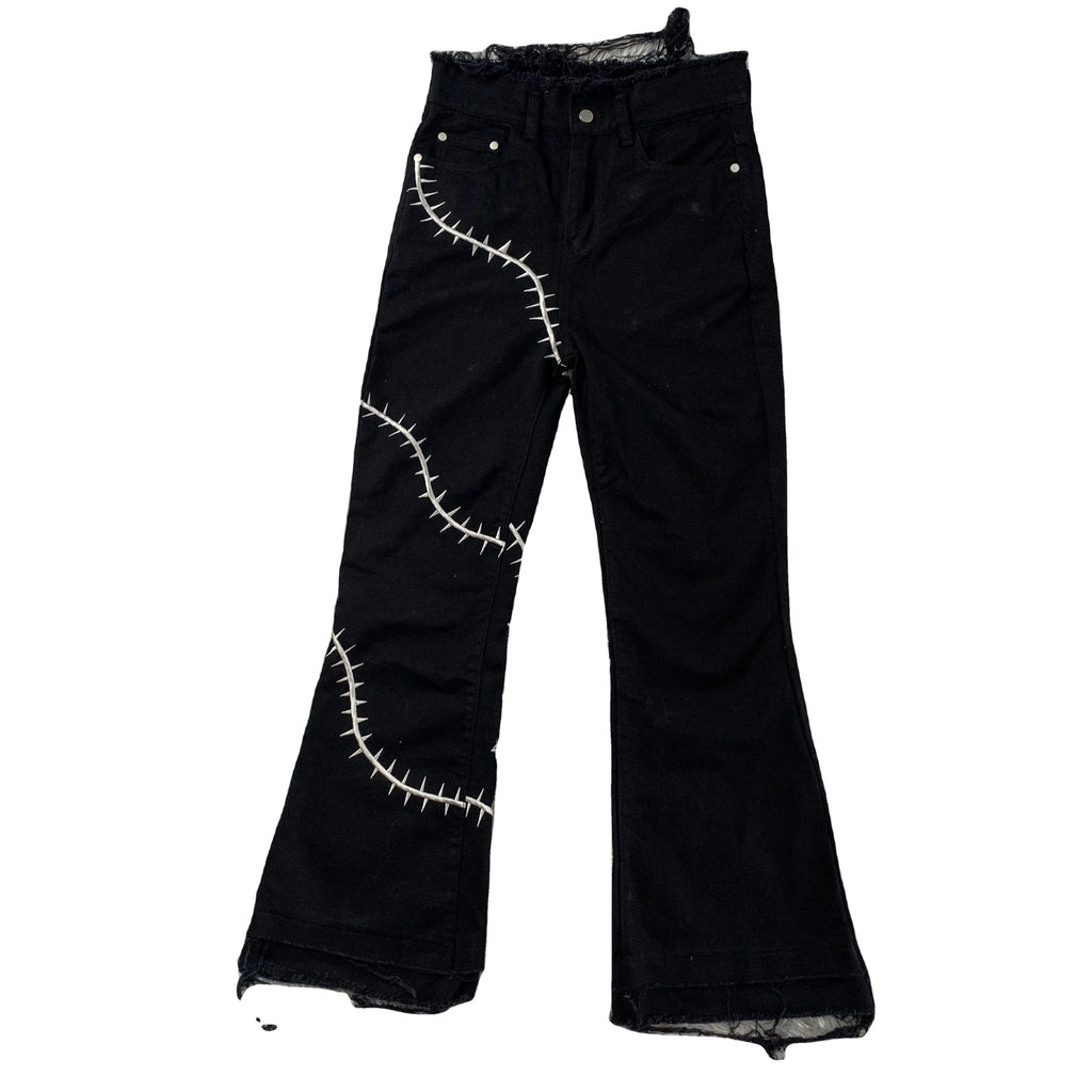 DENIMGUYS Fashion Denim Streetwear Jeans Custom Waist Ripped Distressed Men Flared Jeans Pants