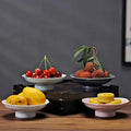 Chinese Zen Ceramic Goblet Retro Afternoon Tea Cake Tray Dessert Snack Dried Fruit Plate Creative Fruit Nut Dish
