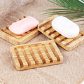 Bamboo Bar Soap Holder Dish Wooden Soap Saver Tray Stand Self Draining Travel Soap Container Case for Bath Tub Razor Sponge