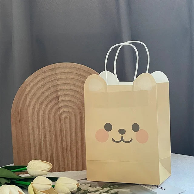 Ready Ship Eco-Friendly Biodegradable Classic Style Kraft Paper Square Base Shopping Bags Digital Printing Clothing Shoes Fur