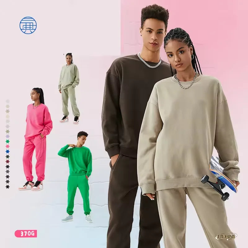 Autumn/Winter 2024 New 370G Polar Fleece Hoodie Set Loose and Plush European and American Fashion Hoodie