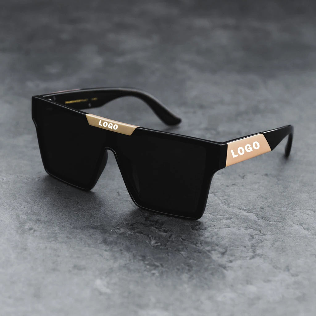 3403 Retro Vintage Luxury Brand Sun Glasses Mirror Shades Oversized Square Women Men Gold Metal Frame Custom Sunglasses Logo