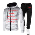 Men's Sporty Hooded Fitness Gym Jogging Tracksuits Custom Logo 2 Piece Sets with Print Low Price Winter Sports Suits