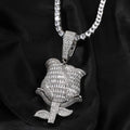 Iced Out Full CZ Diamond Rose Flower Pendant Necklace Women Gift Multiple Color Flower Necklace with Gold Plated