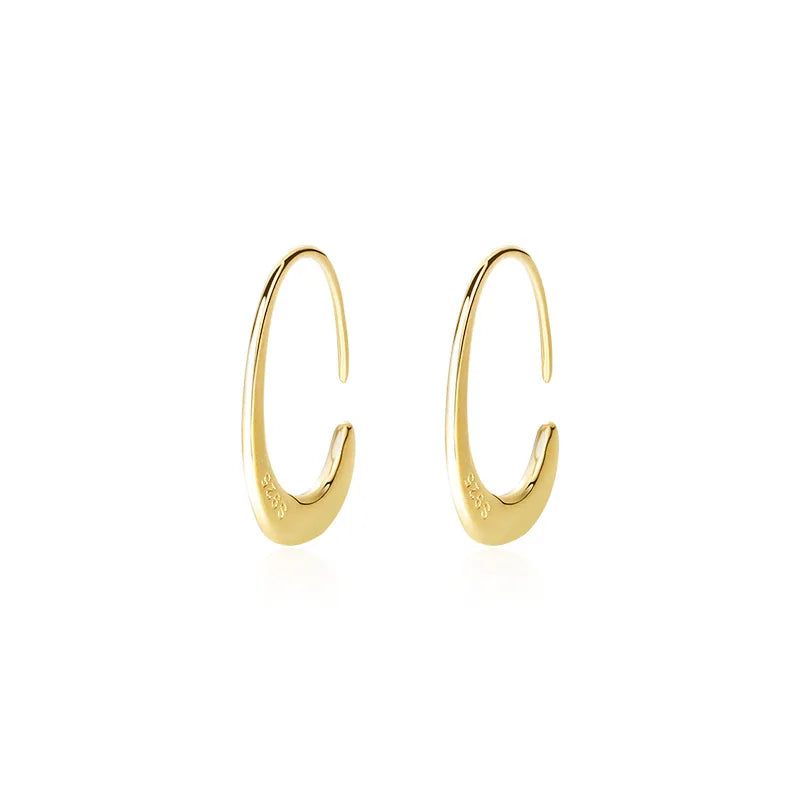 Laodun Fine Jewelry INS S925 Huggie Earrings Minimalist Simple Geometric Personalized Sterling Silver Earrings Vermeil
