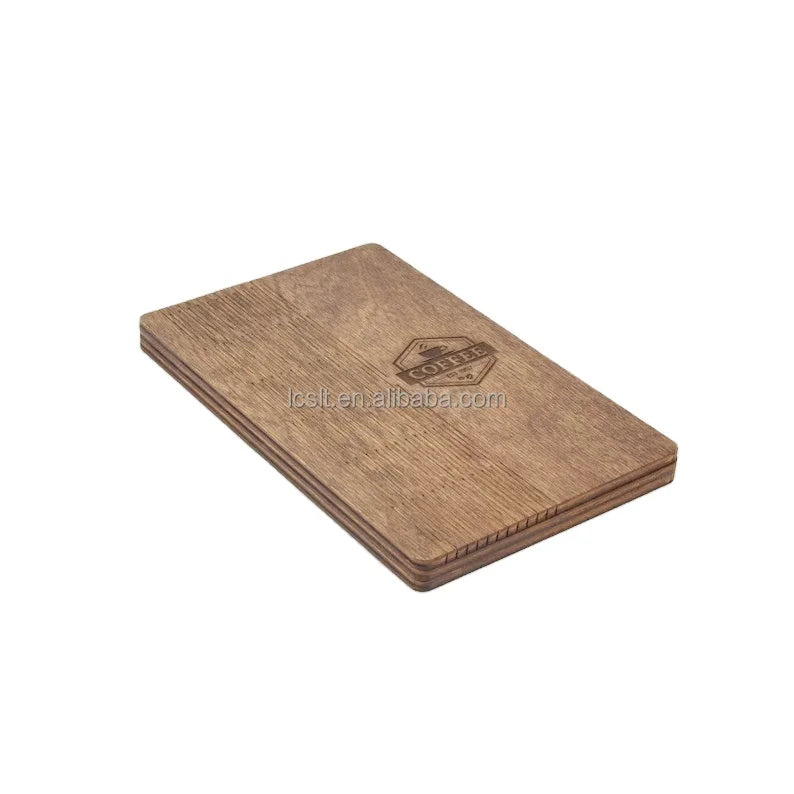 Free Customization Laser Cut Engraved Wooden Restaurant Check Bill Holder for Receipt Presenter