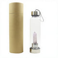 Safety First Unique 550ml Single Wall Custom Logo Borosilicate Glass Crystal Healing Power Water Bottle