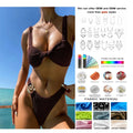 Wholesale Custom Textured Beach Wear 2025 Trend High Waist Crinkle Bikini Sets Brown Wide Strap Swimsuit Designer Swimwear