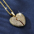 Wholesale Custom Locket Heart Shape Copper Zirconia Pendant Necklace Brass Women Chain Link Necklace