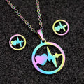 Wholesale Personalize Hollow out Electrocardiogram Necklace for Women Girls Stainless Steel Heart Necklaces Jewelry Sets